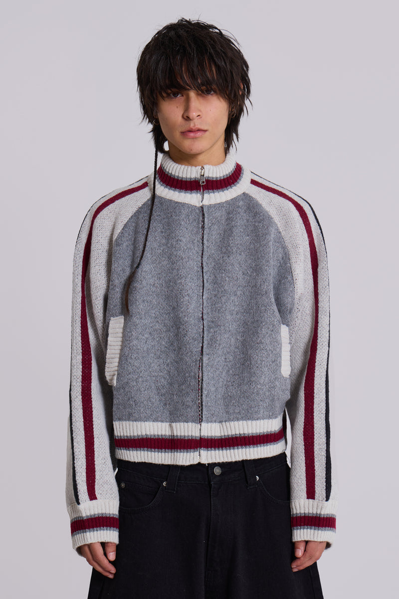 Grey Team 85 Knitted Bomber Jacket – view 1