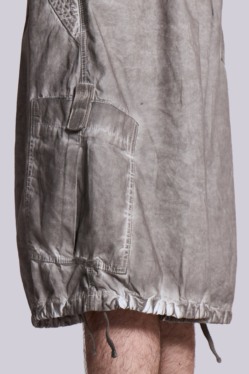 Stone Oil Wash Parachute Baggy Shorts