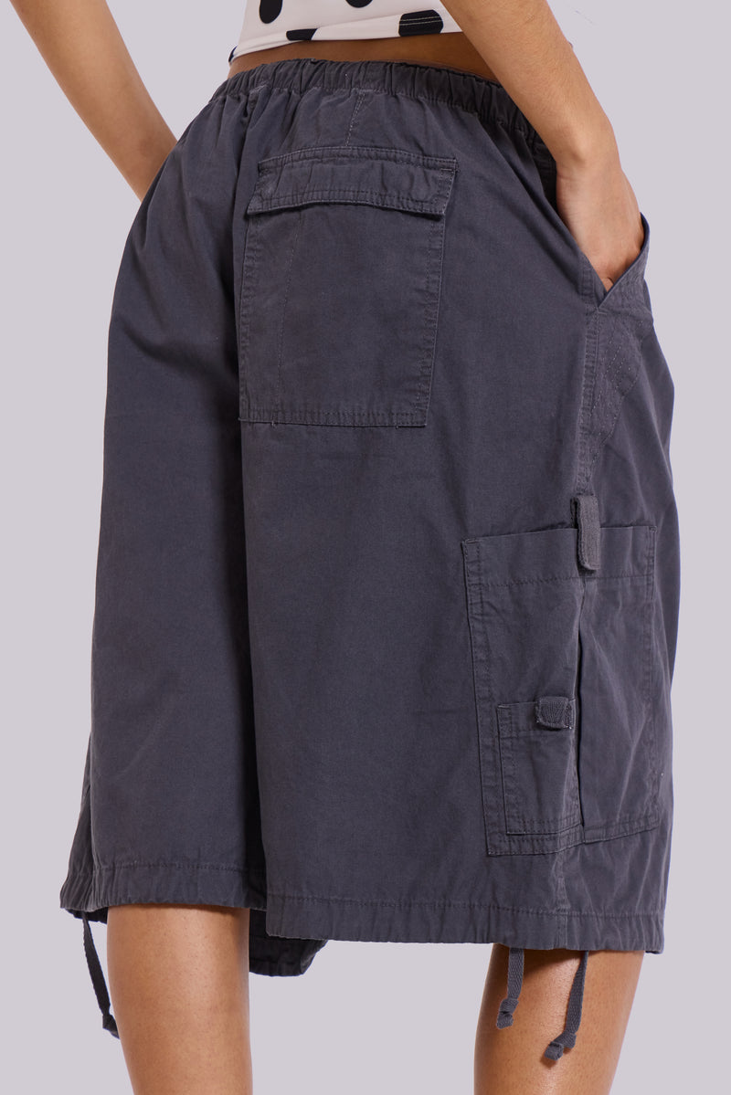 Vintage Grey Parachute Cargo Shorts – view 5