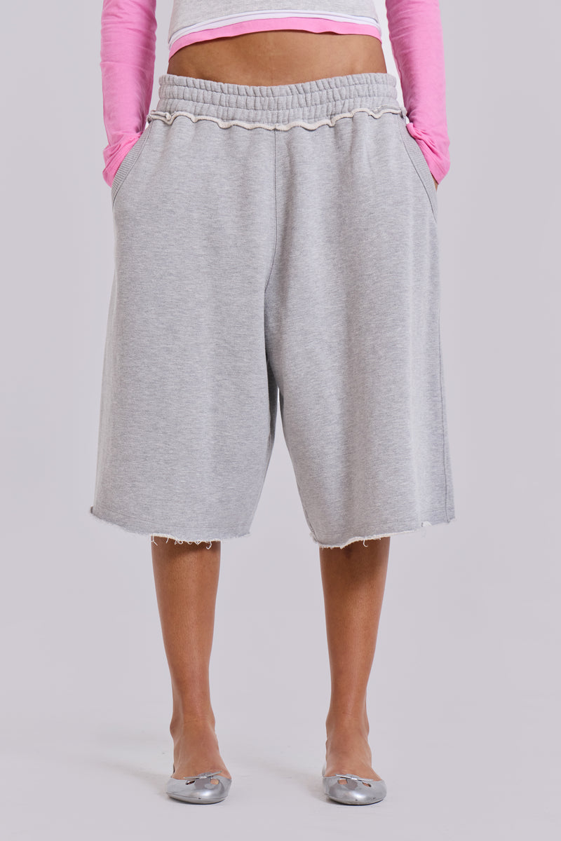 Grey Marl Monster Jogger Baggy Shorts – view 2