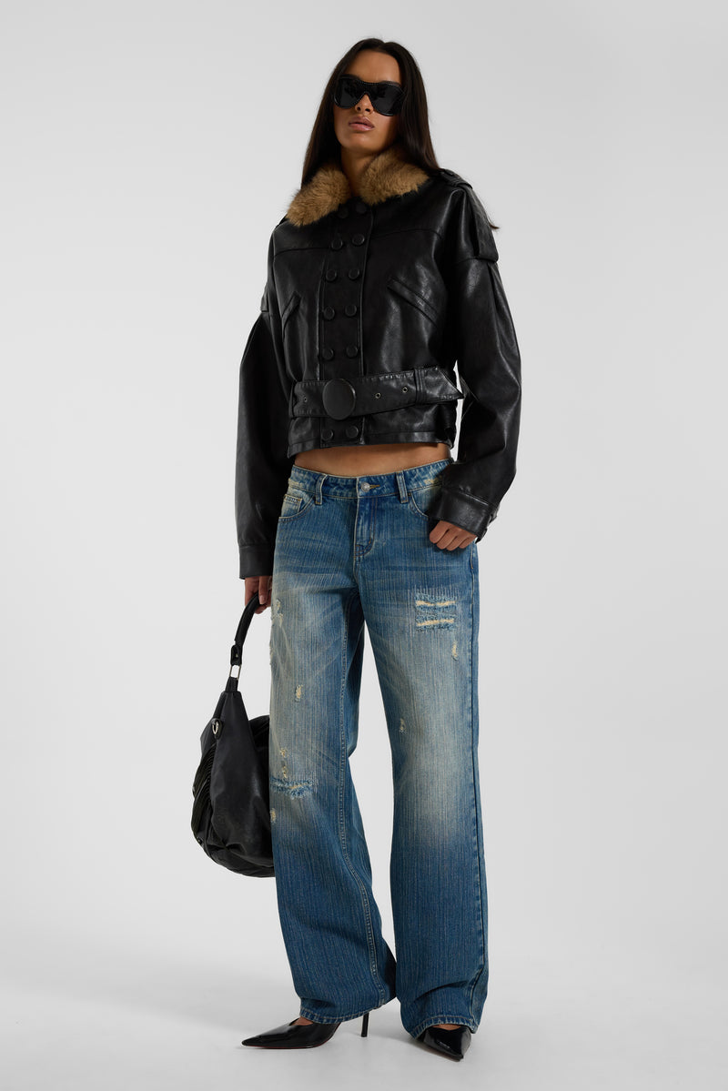 Hunter Loose Straight Leg Jeans in Blue Wash