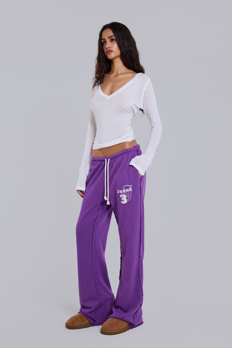 Cleo Slouchy Bootcut Jogger in Purple – view 4